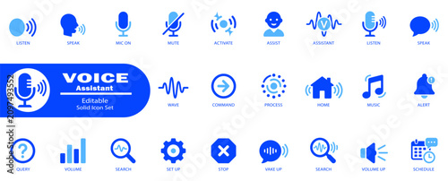 Foto Voice assistant icon set