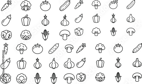 Bild auf Leinwand Vegetable icons set