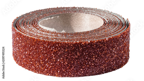 Obraz na plátne Isolated roll of coarse garnet abrasive sandpaper material used for woodworking