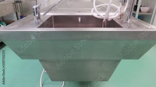 Autopsy table in morgue stainless steel forensic examination table hospital mortuary room