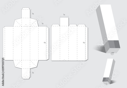 Modern Paper Packaging Box Die-Cut Template with 3D Mockup