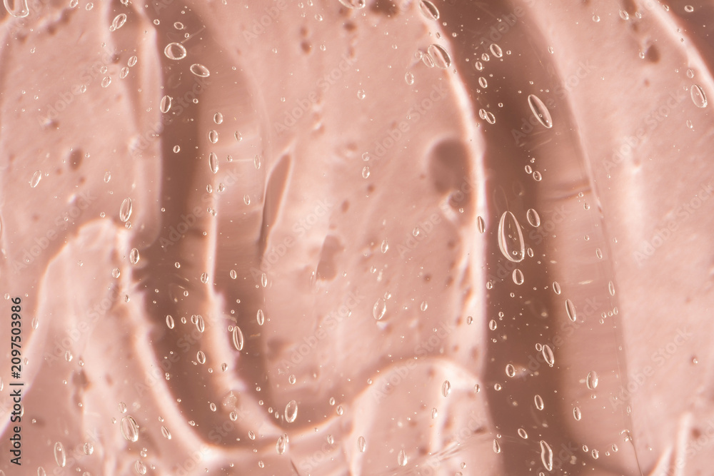 Obraz premium Pink Cosmetic Gel Liquid Texture with Transparent Oxygen Bubbles Commercial Backdrop