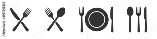 Foto Fork knife plate and spoon icon set
