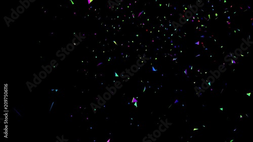 Magical Neon Particle Rain Thousands of colorful geometric triangles floating gracefully across a transparent black screen background creating a stunning and mesmerizing visual loop for any project.