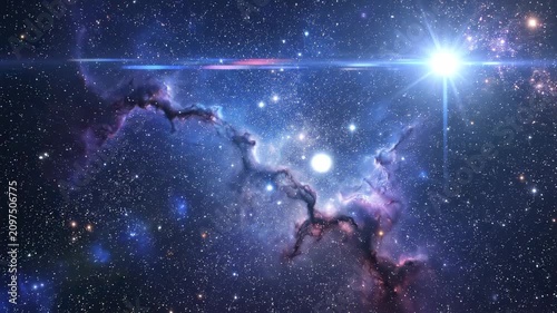 Abstract Cosmic Galaxy Background with Bright Star and Flowing Nebula, Seamless Loop Animation