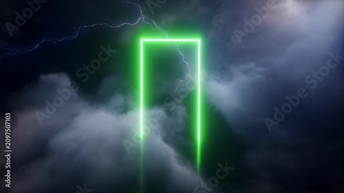 Mysterious Green Portal Opens Amidst Lightning Storm.