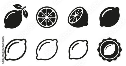 Foto Minimalist lemon icon variations set, premium vector line art bundle for digital