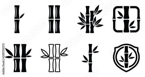 Photos Minimalist bamboo icon variations set, premium vector line art bundle for digita