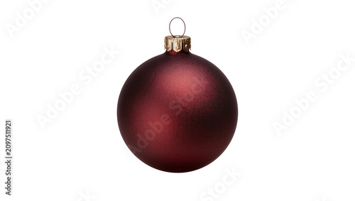 Принти на полотні Isolated matte burgundy Christmas bauble with gold cap, classic spherical holida