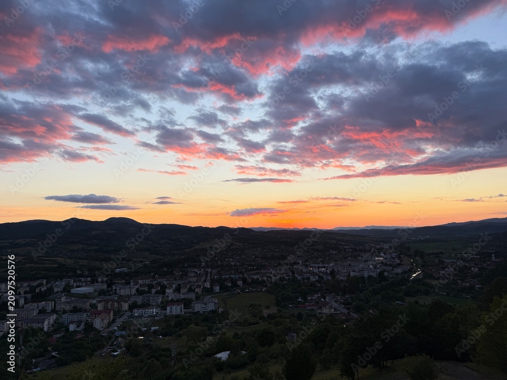 Fototapeta premium Town of Brad in Romania, aerial view