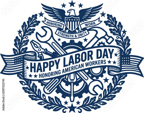 Labor Day Celebration American Eagle Logo on a transparent background