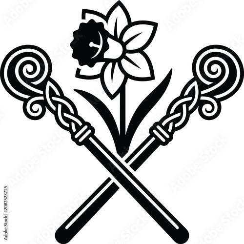 Celtic Knotwork Design with Flower on on a transparent background