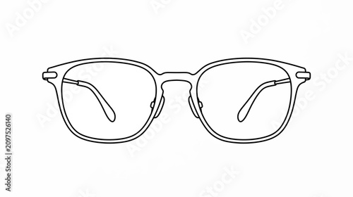 Photos Eyeglasses Line Drawing - Minimalist Spectacles Illustration on White Background