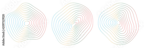 Abstract topographic line art set, pastel gradient organic wave shapes, minimalist fluid contour vector elements for modern branding and web design