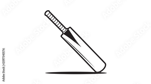 Cricket bat illustration in black and white for sports designs and editorial use