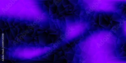 Bild auf Leinwand Dark Purple Geometric Background with Low Poly Crystal Pattern and Blue Gradient