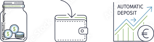 Automatic deposit text and savings jar for personal finance