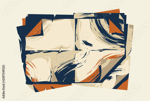 Foto Abstract grunge texture collage with bold brushstrokes and geometric shapes
