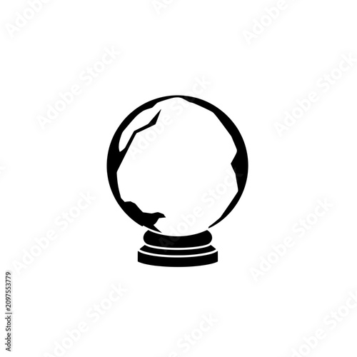 Quadro su tela Black crystal ball silhouette with reflective glass highlights on a simple decor
