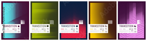 Foto Abstract geometric vector swiss poster bundle with sharp kinetic shift grid and
