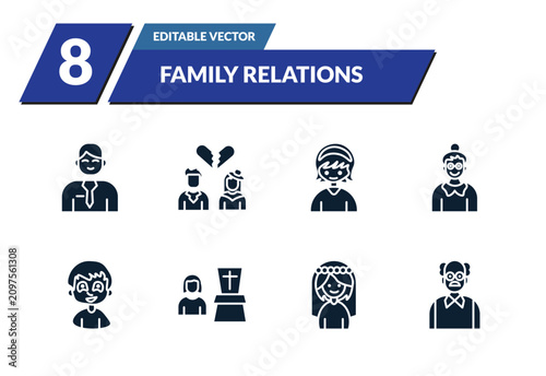 Valokuva filled family relations icons set - husband, ex-husband, sister, grandmother