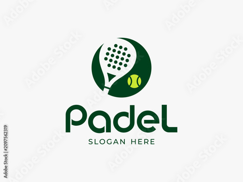 Padel Tennis Play Sport Team Club Racket Ball Modern Vector Logo Design Illustration