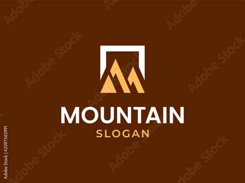 Mountain Adventure Geometric Summit Hill Peak Mount Abstract Simple Vector Logo Design Illustration