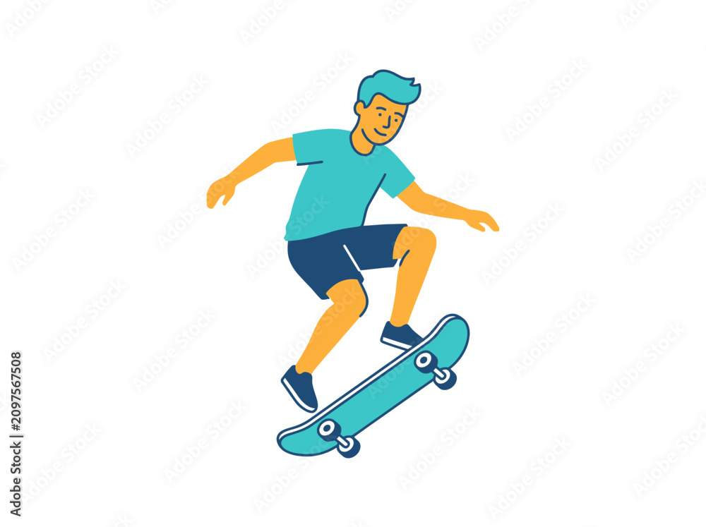 Fototapeta premium A young person performs a cool trick on a skateboard