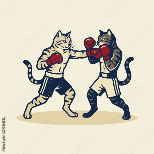 Quadro su tela Two anthropomorphic cats engage in a boxing match