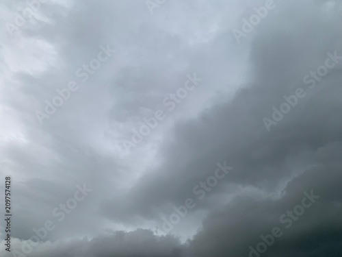 A natural view of a sky with dark rain clouds before it rains.