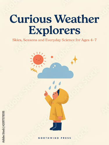 Young child exploring weather concepts. Child engaging with weather symbols and climate education. Curious kid learning about weather patterns.