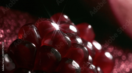 Close-Up of Red Glass Spheres with Light Reflections