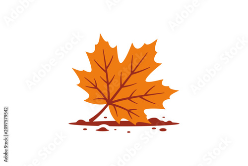 Obraz na płótnie A single vibrant orange maple leaf rests upon a white background