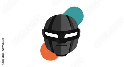 Futuristic Robotic Mask Icon with Abstract Geometric Shapes