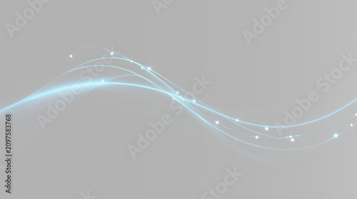 glowing light trails neon ribbon blue wave abstract energy motion futuristic digital light overlay isolated effect