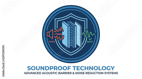 Tableau sur toile Soundproof Technology Icon: Noise Reduction, Acoustic Barrier, Sound Insulation