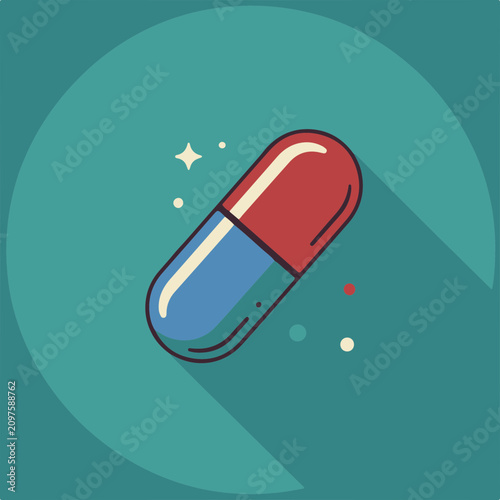 Minimalist Capsule Pill flat design icon vector