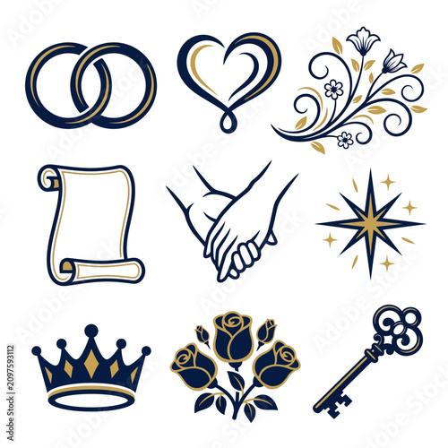 Canvas-taulu Elegant hand-drawn symbols of love and partnership