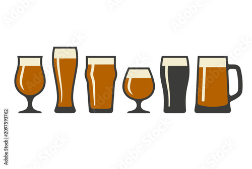 Obraz na plátně A set of various beer glasses filled with different ales