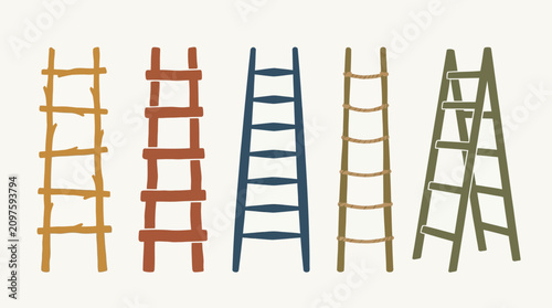 Colorful illustration of various ladders.