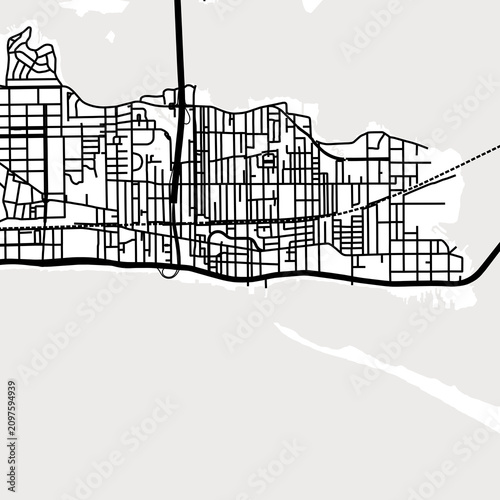 Symbol Map of the City Biloxi (Mississippi, USA) showing the city center with a simple road network of black lines
