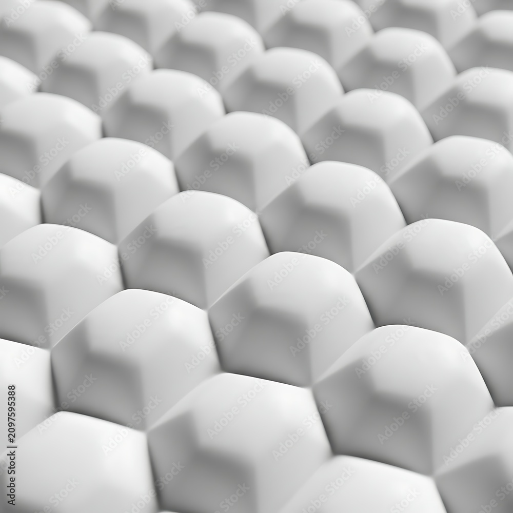 Fototapeta premium Abstract White Rounded Geometric Pattern Repeating Across Minimal Surface