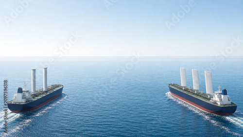 Wind assisted tankers with central ocean copy space