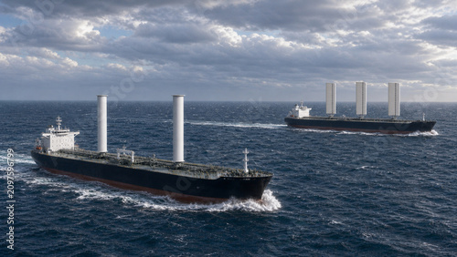 Rotor and rigid wing sail tankers in open ocean