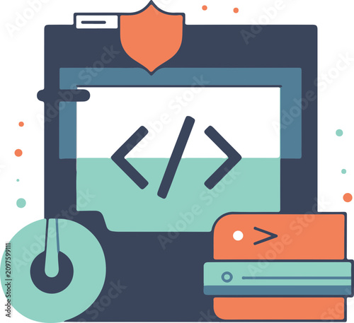 Minimalist Code Review flat design icon vector