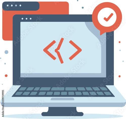 Minimalist Code Review flat design icon vector