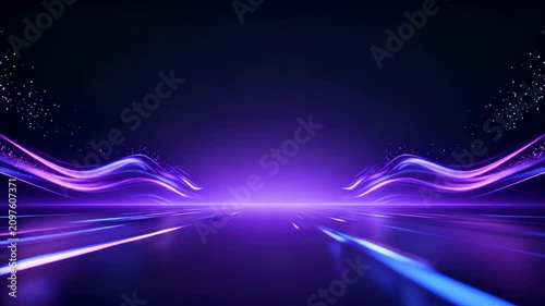 Abstract Purple Glowing Light Trails Motion Background for Futuristic Digital Concept Design