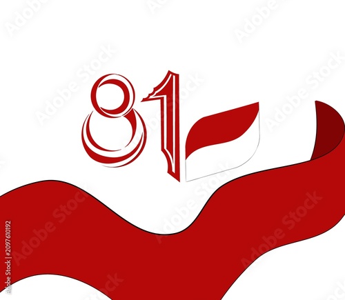 Red and white design for Indonesian independence theme 