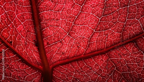 Red Leaf Cellular Vein Macro Texture
