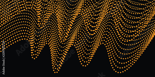 Abstract Particle Wave Background Vector, Flowing Dots Digital Data Mesh and Futuristic Technology Design